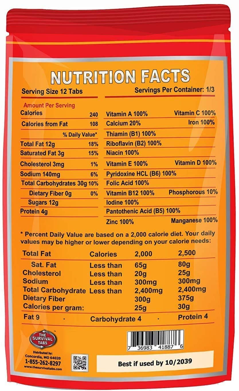 Survival Tabs 8-Day Emergency Food Supply – 96 Tabs