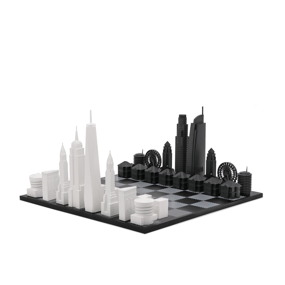 Chess Set Acrylic LOS ANGELES with Wood Map Board