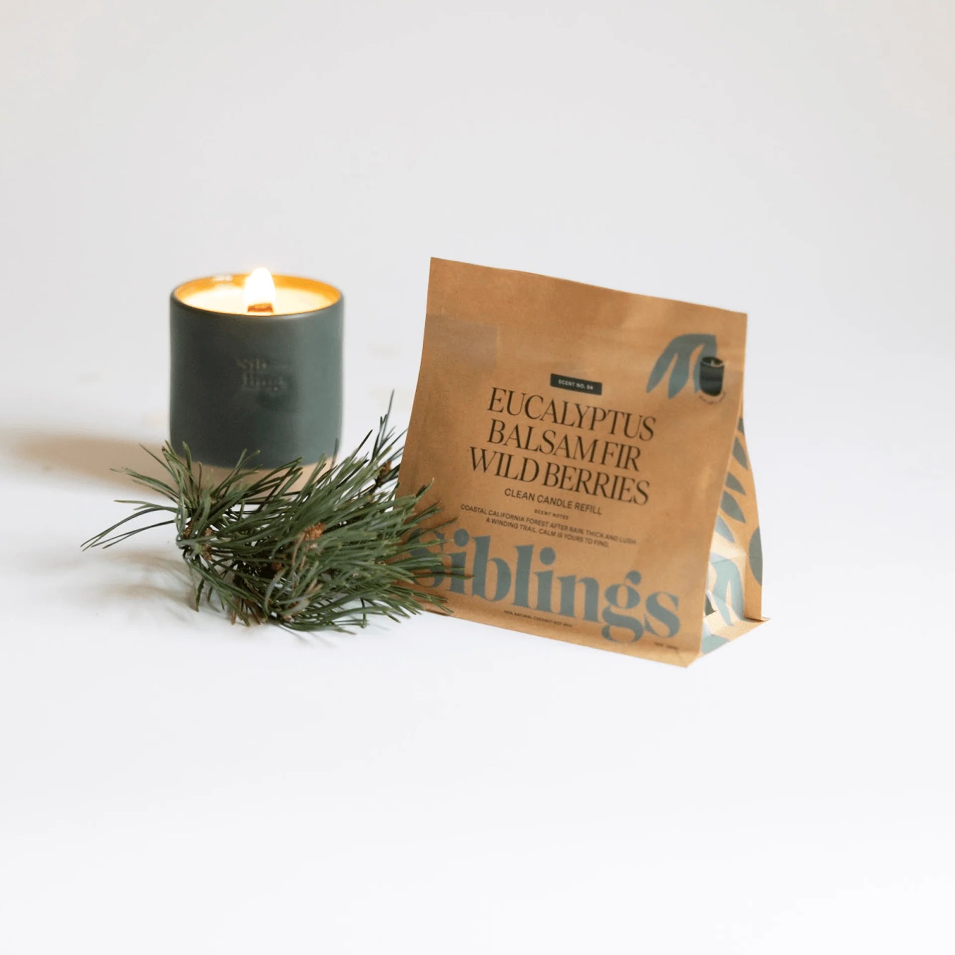 Scent No.4 Candle Refill Kit: Eucalyptus, Basalm Fir, Wild Berries