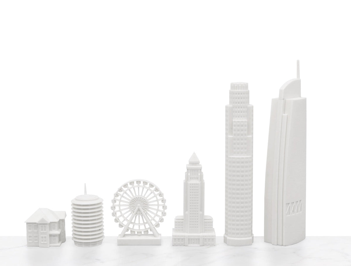 Chess Set Acrylic LOS ANGELES with Wood Map Board
