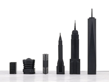 Chess Set Acrylic LOS ANGELES with Wood Map Board