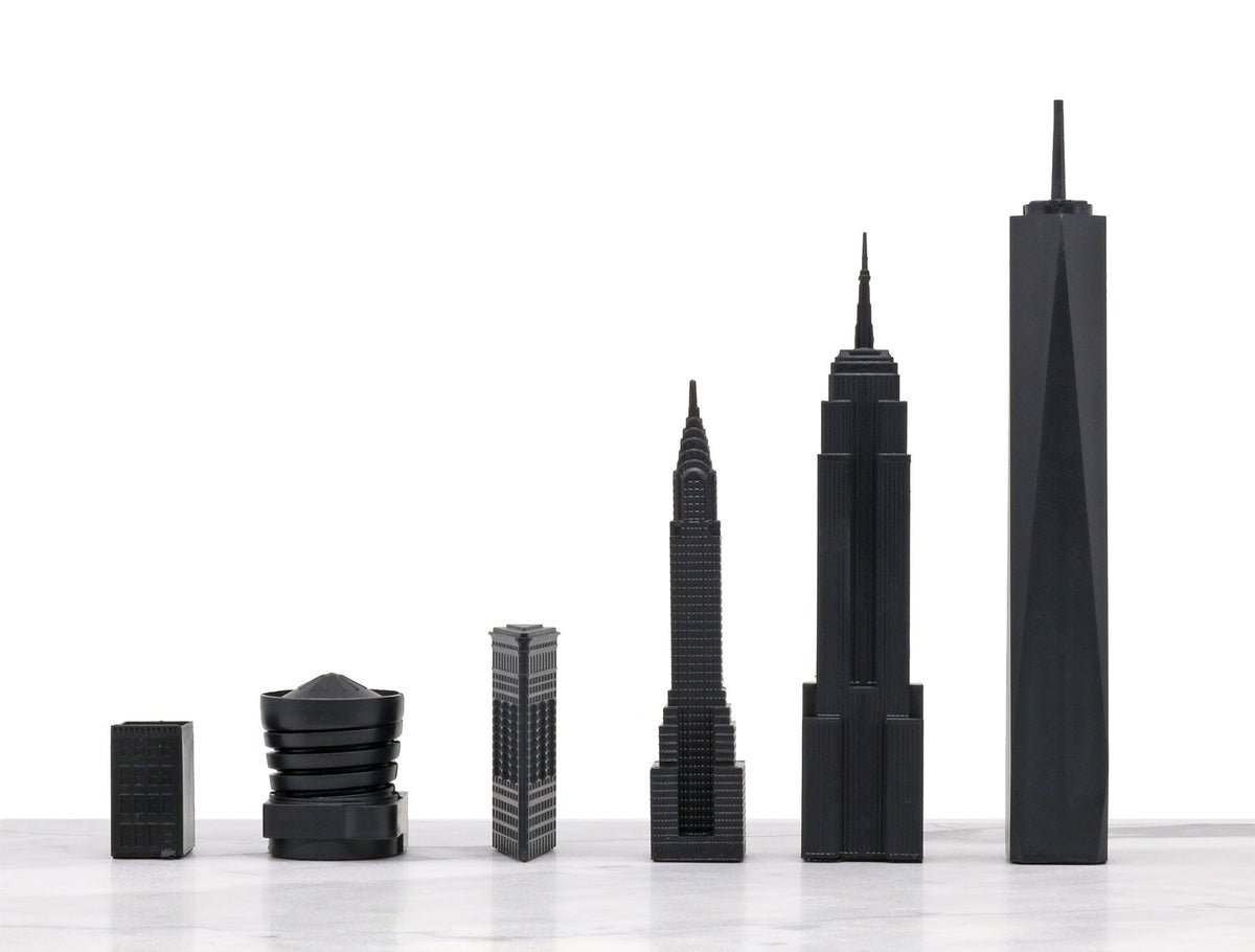 Chess Set Acrylic NEW YORK vs LOS ANGELES with Wood Hatch Board
